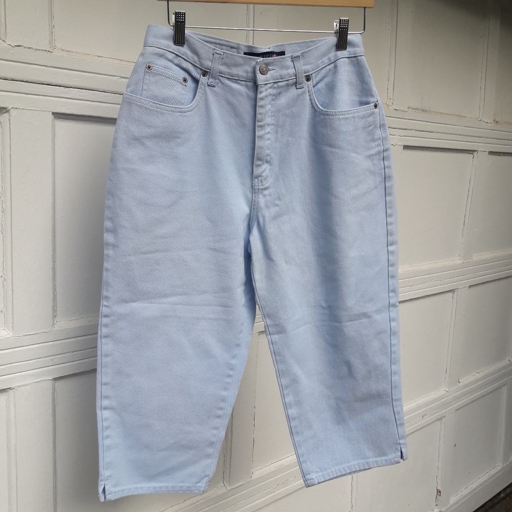 Vintage Bill Blass Jeans Capri Pants All Cotton Sky Baby Blue Spring Summer